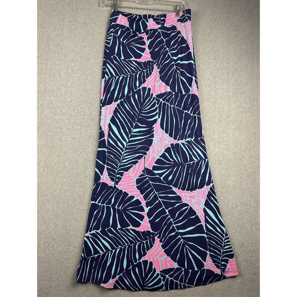 Lilly Pulitzer Skirt Womens Small Multicolor Palm Leaf Maxi Pull On Stretch - Picture 6 of 7